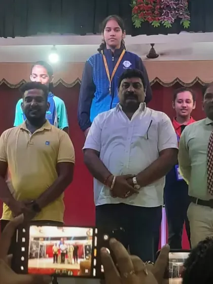 Ayushi Singhal stands at the top of the podium after winning Gold in the U-14 Girls Individual category at the CBSE Table Tennis Cluster XIX Tournament. A commanding performance from a future star.