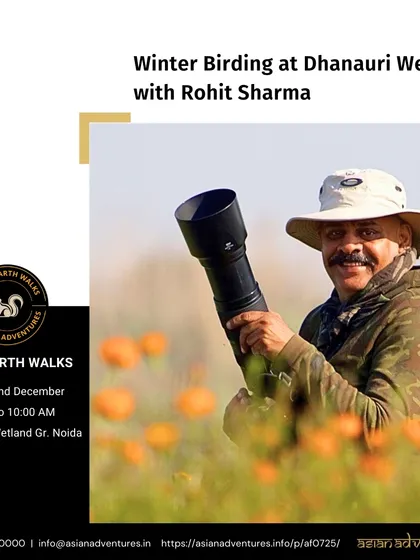Naturalist and eco-warrior Rohit Sharma, who assists the Forest Department with official bird surveys. His walks offer insights into bird migration and the vital role of wetlands, backed by hands-on conservation experience.