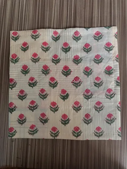 The back of the envelope pouch, made from a lovely block-printed fabric scrap. I am always looking for ways to repurpose materials and reduce waste in my studio.
