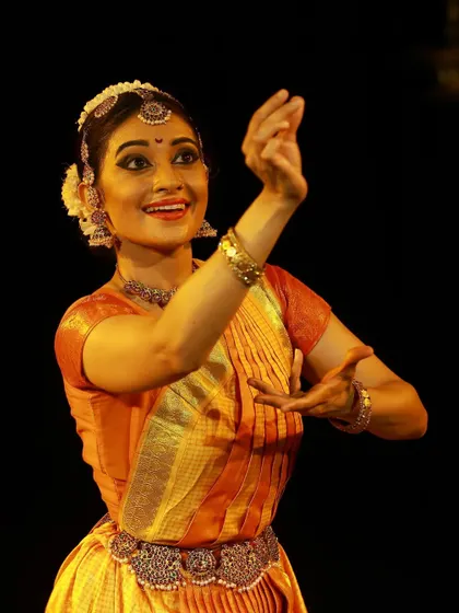 A moment of grace and offering from the "SARVASYA" performance at Nirantaram Festival.