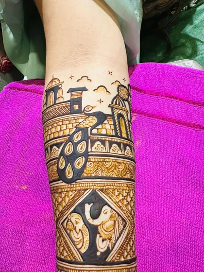 Another shot of the peacock arm design, showing the fine details and shading.
