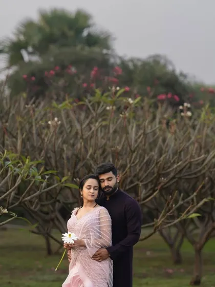More images from engagement ceremonies and pre wedding shoots. This collection showcases a wide range of styles and color palettes, from playful and romantic to bold and regal, all custom designed for the couple's celebration.
