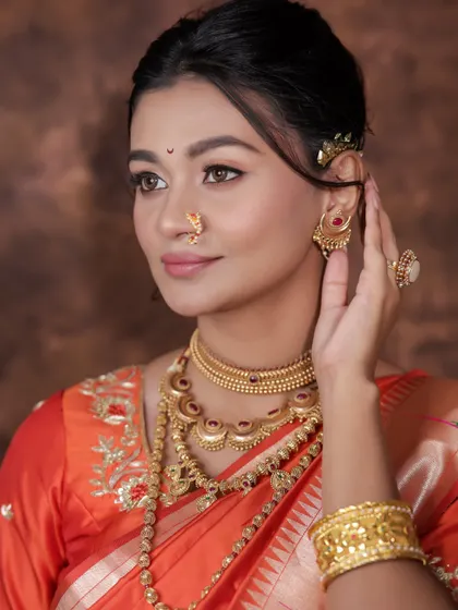 A close-up of the traditional jewellery.