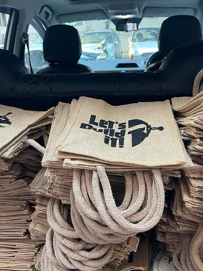 Our first batch of beautiful jute bags for the year have arrived! We love these subtle branding ideas. They are all set for dispatch with our robot kits.
