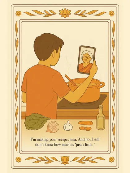 "I'm making your recipe, maa. And no, I still don't know how much is 'just a little.'" This is the conversation that connects generations, and the reason we must preserve these recipes.