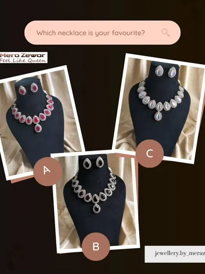 Here are three more color options for my popular stone necklace set: a rich ruby red, a classic black, and a pristine white. These limited edition sets are perfect for any special occasion.