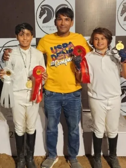 Proud of our tigers. Yug and Krishnaansh showcasing their gold medals after a top performance at the Verdinand Equestrian Academy.