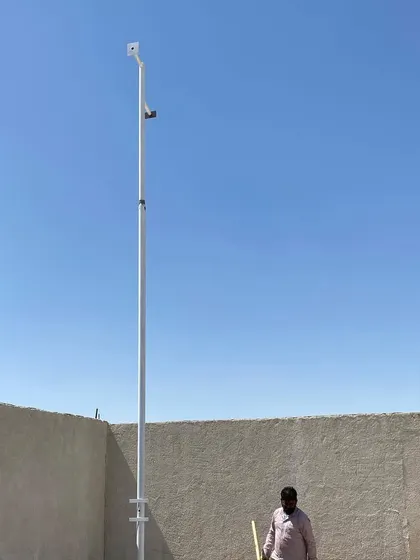 A similar pole-mounted camera installation. I can fabricate and install these poles for clients who need to monitor large properties.