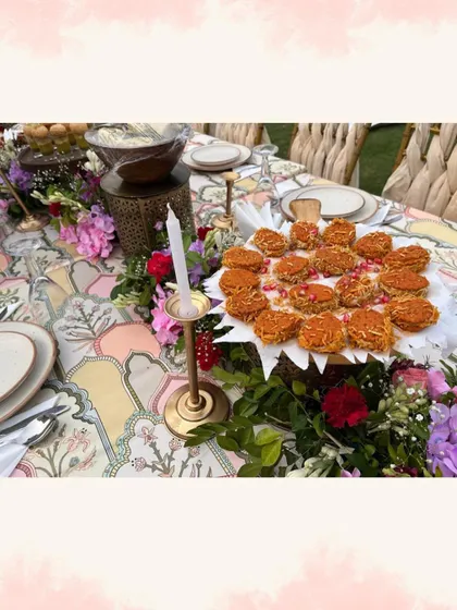 A close-up of the food served at a sit-down dinner. Even for smaller gatherings, our commitment to beautiful presentation and delicious food remains the same.