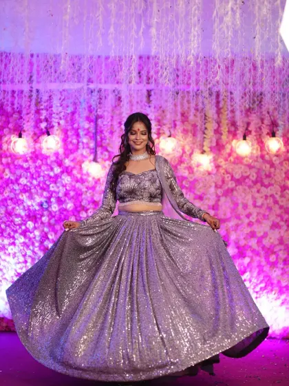 Another shot of the bride's solo twirl, showing the beautiful flare of her outfit. I always choreograph moves that highlight the wedding attire.