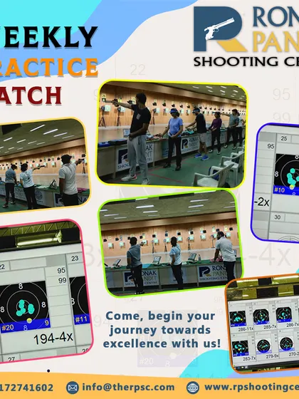 Our weekly practice matches are crucial for honing competitive skills. This collage shows our shooters in action and the electronic target analysis we use to provide instant, precise feedback for improvement.