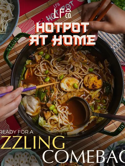 Get ready for a sizzling comeback. This graphic announces the return of my popular Hot Pot at Home kits, showing friends enjoying a communal pot and promising a fun, laughter filled feast.