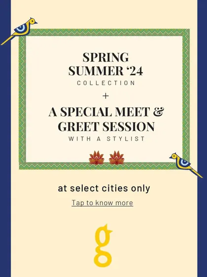 A promotional graphic for a Spring Summer '24 collection launch and meet & greet with a stylist.