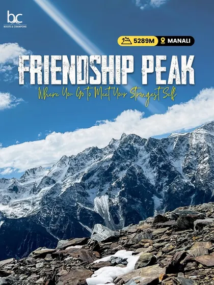 Friendship Peak: Where you go to meet your strongest self. This 5,289m peak in Manali is a fantastic entry into technical mountaineering, and our expeditions are open for booking.