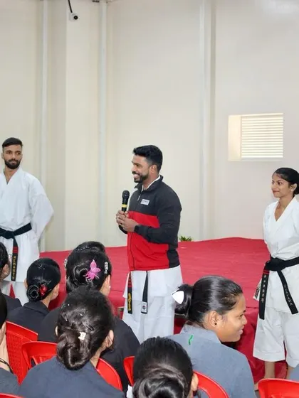 Addressing the participants at our International Women's Day program. We explain the principles behind our techniques, ensuring everyone understands the 'why' behind the 'how'.