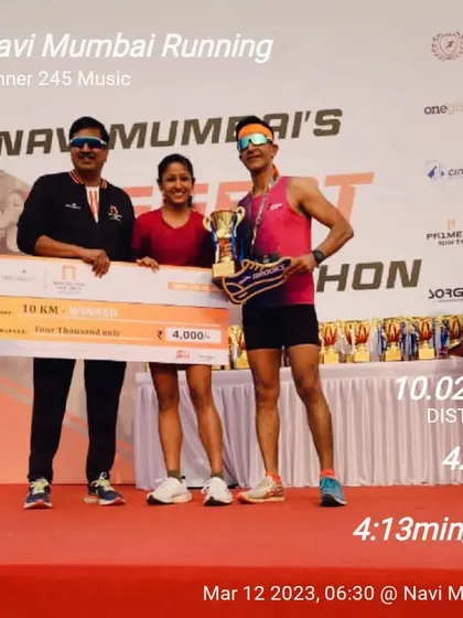 Winning the Navi Mumbai Half Marathon 10km race. This is for the little girl who dreamed of becoming a champion.
