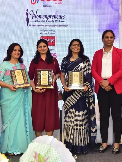 Sharing the stage with other incredible women achievers at the Womenpreneur Achievers Awards 2024 held at Leela Palace, Bengaluru.