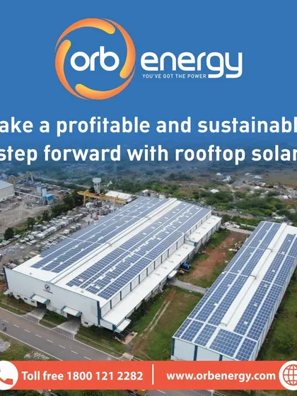A visual summary of our value proposition: we help commercial and industrial customers take a profitable and sustainable step forward with rooftop solar, backed by our unique in-house financing.