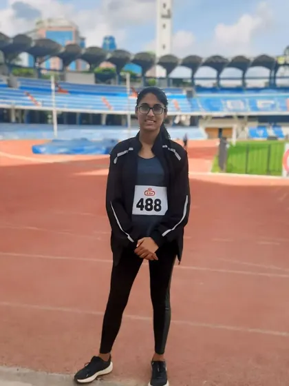 Madhuri on the track, who won gold in the 200m at the Amateur district meet in the Under-23 category.