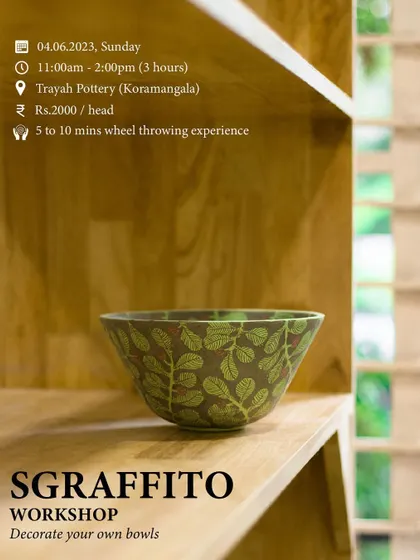 This time in our Sgraffito workshop, we're decorating bowls! Come spend a Sunday with us, learn a new skill, and take home a beautiful, functional piece of art.
