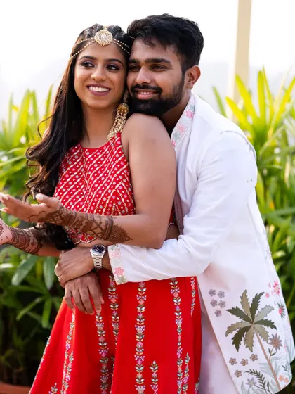 A romantic couple portrait from their Mehendi day.