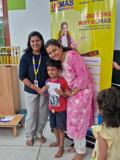 Congratulations to this young student for completing his Abacus level. His smile says it all.
