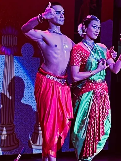 A fun, candid shot with the talented dancer Adithya PV during our "Divya Vivaaham" performance in Delhi. Collaborating with fellow artists is always an enriching experience.