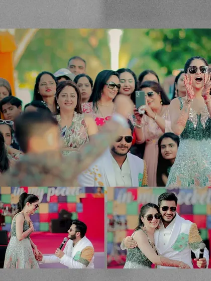 Fun and games at a wedding carnival. These candid moments show the joy and excitement of a themed pre-wedding event.
