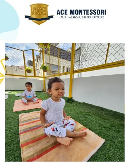 Even our youngest campers participate in yoga. This little one is practicing a seated meditation pose, learning to find a moment of quiet.