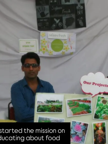 An early photo from when we started our mission of educating people about food. From a small stall with photos of our projects, we've grown into a thriving community.