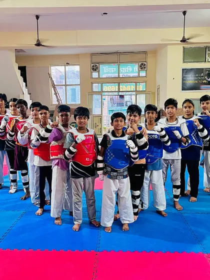 A group of my young champions, geared up and ready for sparring practice. The future of Indian taekwondo is right here.