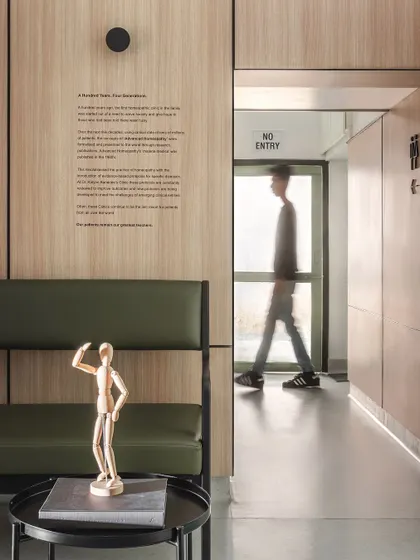 Clear and intuitive wayfinding, like the restroom signage and directional cues, is integrated seamlessly into the design. This functional detail is crucial in a healthcare environment for reducing patient anxiety.
