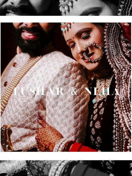 An artistic, black and white close-up of the couple, perfect for an anniversary post. The focus is on their connection and the texture of their outfits.