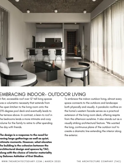 A spread from The Architect's Diary detailing our approach to indoor-outdoor living at Pavilion House, with its accessible roof and large glass openings.