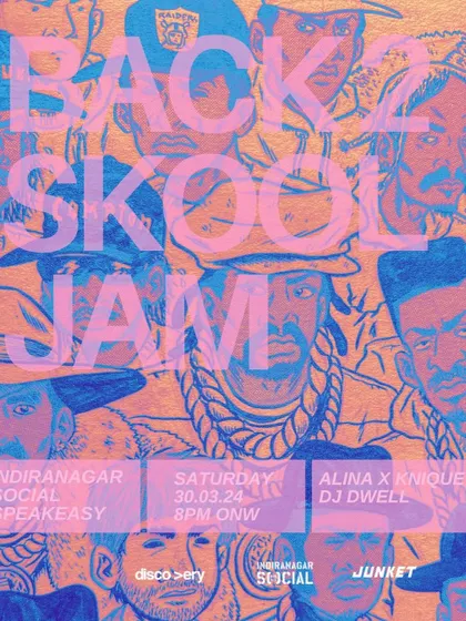 The poster for the 'Back 2 Skool Jam', a night dedicated to old school hip hop and R&B. The artwork perfectly captures the throwback vibe.