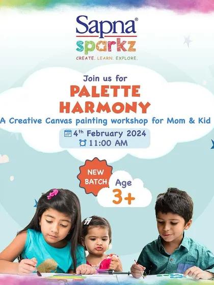 Announcing a new batch for our popular 'Palette Harmony' canvas painting workshop, now open for kids aged 3 and up!