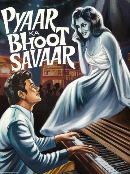 A poster for a fictional romantic horror film, 'Pyaar ka Bhoot Savaar'. I create these posters for 'Bollywood Movies from the Multiverse'.