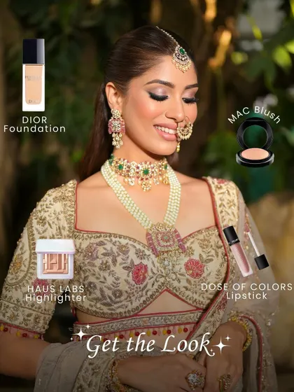 I'm in awe of how this dreamy look turned out. Here are the amazing products I used to achieve it: Dior Skin Glow foundation, Dose of Colors lipstick, MAC blush, and a Haus Labs highlighter.