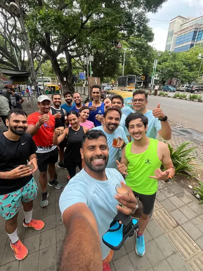 A classic post-run selfie with the team enjoying a well-deserved chai break. Running and chai are the perfect combination for a great morning.