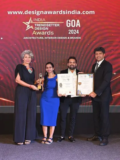 Accepting the Trendsetter Design Award in Goa. This recognition fuels our passion for creating innovative and beautiful spaces.