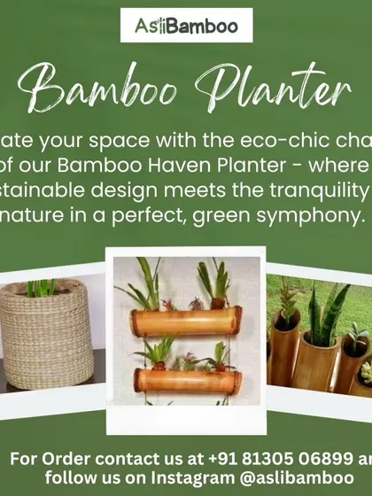 Our bamboo planters are designed to elevate your greenery. Whether you need a hanging wall planter, simple pots for a windowsill, or a large floor planter, we offer eco-chic solutions to bring nature indoors.