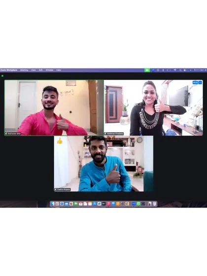 A closer look at our instructors and members during our online Garba Night. The joy and connection are real, even through a screen.