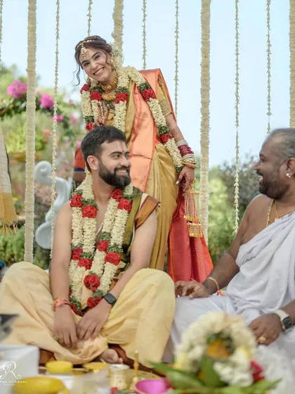 The look on a bride's face as she stands by her partner during the ceremony is just priceless. This candid shot from a South Indian wedding in Goa is all about pure, unfiltered happiness.