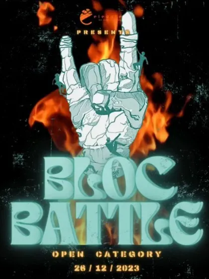 This is the official poster for Bloc Battle, our open category competition. It details the format, including 15 qualifier routes and an IFSC format final, making it clear this is a serious and professionally run climbing contest.