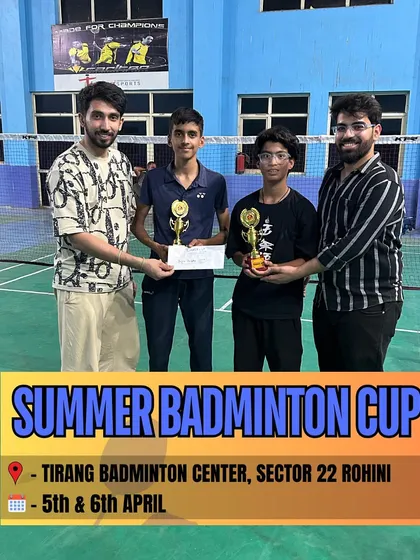 Celebrating the junior category winners at the Summer Badminton Cup in Rohini. These young players showed incredible skill and determination throughout the tournament.