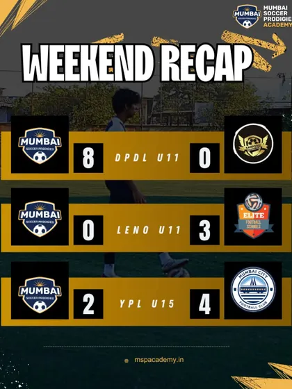 A weekend recap showing an 8-0 win for the U11s and losses for other teams.