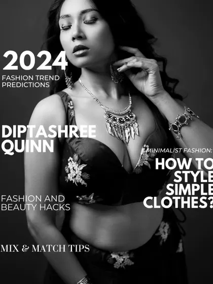 A stylized, magazine-cover-style image of a model in the green lehenga, highlighting my focus on minimalist yet impactful fashion.