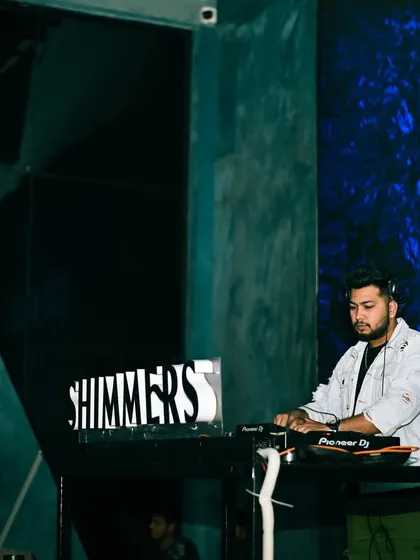 A shot of me at the decks at Shimmers, in my element.