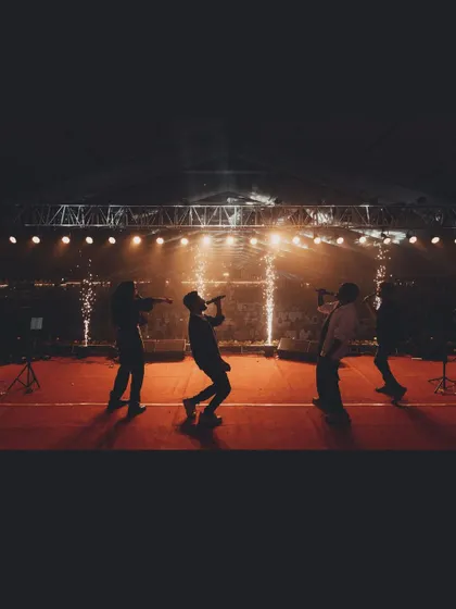 A powerful moment on stage with Vasuki Vaibhav and the team at the Srirangapatna Dasara. The pyrotechnics just added to the epic feel of the night.