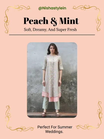 Peach and Mint is a soft, dreamy, and super fresh color combination. It's a beautiful choice for summer weddings and daytime festive gatherings.